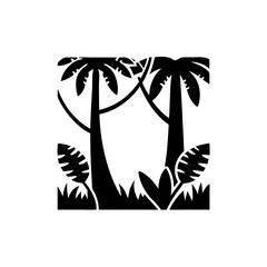 creative details Tropical forest with palm trees icon Vector Illustration