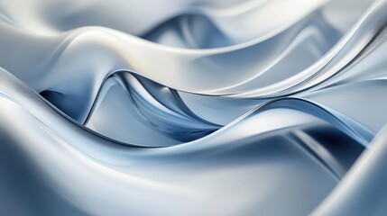 Obraz premium Soft Fluid Waves of Blue Satin Fabric Creating a Serene and Elegant Background for Textile and Fashion Designs with Lush and Silky Texture