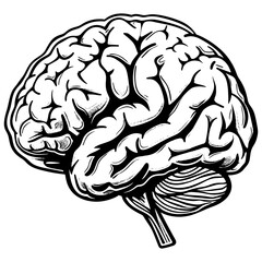 Brain side view hand draw outline illustration SVG. vector.