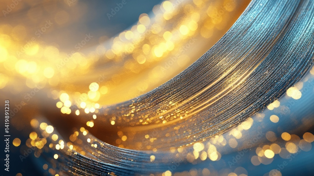 Poster abstract elegant flowing lines with bokeh and golden highlights