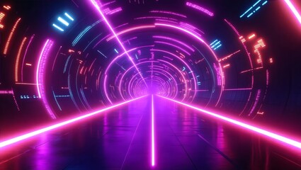 Fototapeta premium Neon Tunnel Futuristic Illustration