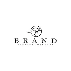 Kangaroo with line style logo design