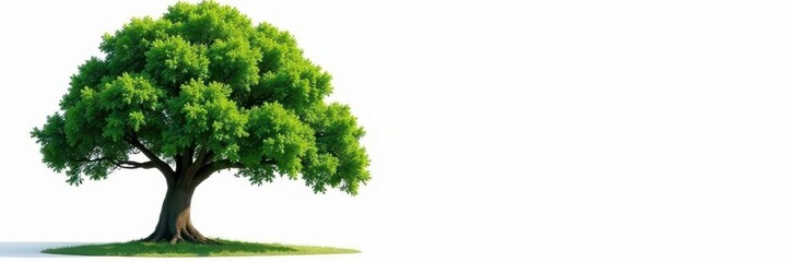 Obraz premium Large, leafy green tree against pure white backdrop , flora, nature, healthy