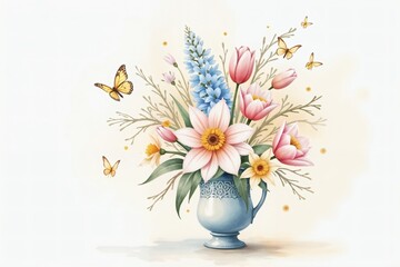 Beautiful bouquet of flowers for Mother's Day in soft pastel colors  