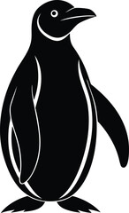 penguin cartoon character wearing sunglass, happy funny penguin wearing sunglass vector icon, cute penguin walking symbol icon, illustration of face reaction penguin silhouette on white background.