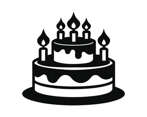 birthday cake with candles silhouette