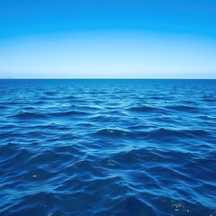 Obraz premium Serene blue ocean panorama, gentle waves, tranquil sky, travel, nature