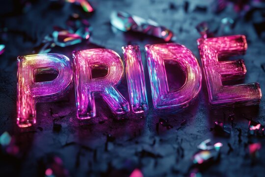 Colorful Neon Letters for Pride Celebration with Sparkling Background - Powered by Adobe