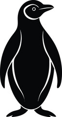 penguin cartoon character wearing sunglass, happy funny penguin wearing sunglass vector icon, cute penguin walking symbol icon, illustration of face reaction penguin silhouette on white background.