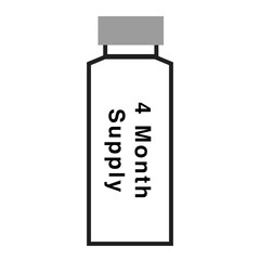 4 Month Pack Icon. Extended Supply Product Bottle for Long-Term Usage