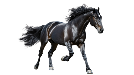 Majestic Black Horse Isolated on White Background for Creative Designs