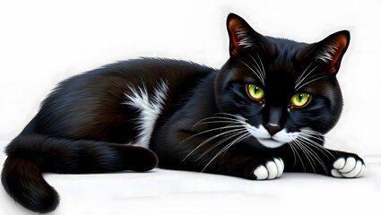 black cat on white background