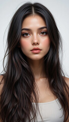 Naklejka premium Serene woman portrait soft light natural beauty. AI Generated