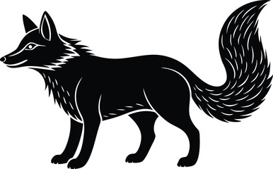 vector illustration of happy cute fox head, fox wearing sunglass silhouette vector illustration, fox walking symbol icon, heroism wearing sunglass funny fox head vector icon on white background.