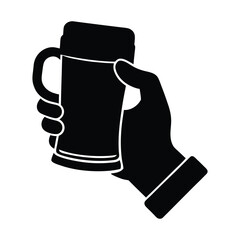 hand holding beer mug silhouette