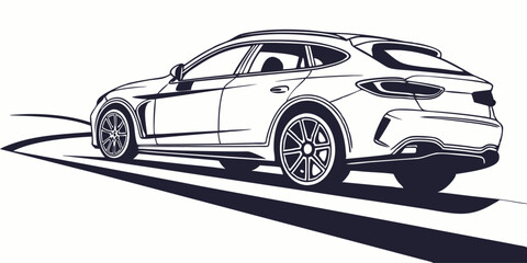 car silhouette line art illustration