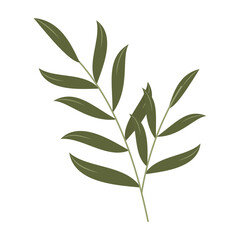 Flat floral and leaf vector set with soft colors and simple shapes