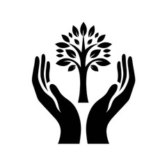 Obraz premium a hand holding tree silhouette 