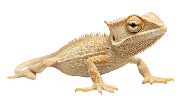 Vibrant Chameleon Looking Isolated on White Background for Design Projects