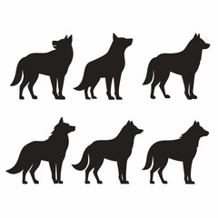 Wolf silhouettes set large pack of vector silhouette design 