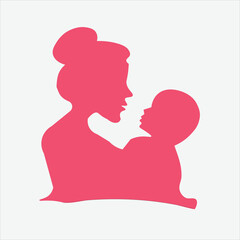 mother and baby, mother and baby stylized vector symbol, mom hugs her child vector illustration