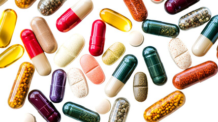 Herbal Capsules Close-up on White Background for Health and Wellness Concepts