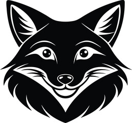 vector illustration of happy cute fox head, fox wearing sunglass silhouette vector illustration, fox walking symbol icon, heroism wearing sunglass funny fox head vector icon on white background.