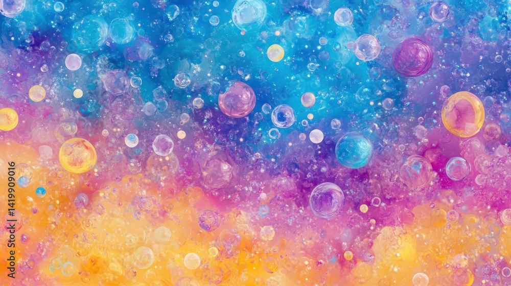 Poster Colorful abstract background featuring bubbles of various shapes and sizes