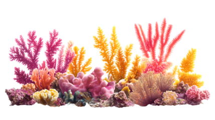 Vibrant Coral Reef Corals Isolated on White Background for Graphic Design Projects