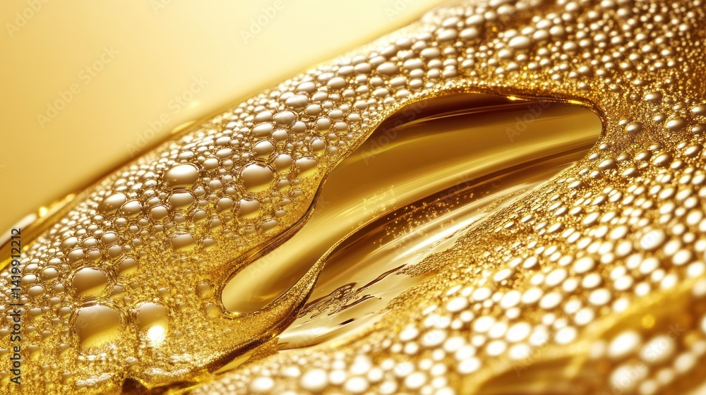 Poster close up view showing liquid surface texture and bubbles