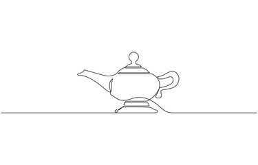 Continuous line of aladin's lamp. single line of classic aladdin lamp vector, Gin lamp one line vector design flat vector icon, vintage aladin teapot continuous line on white.