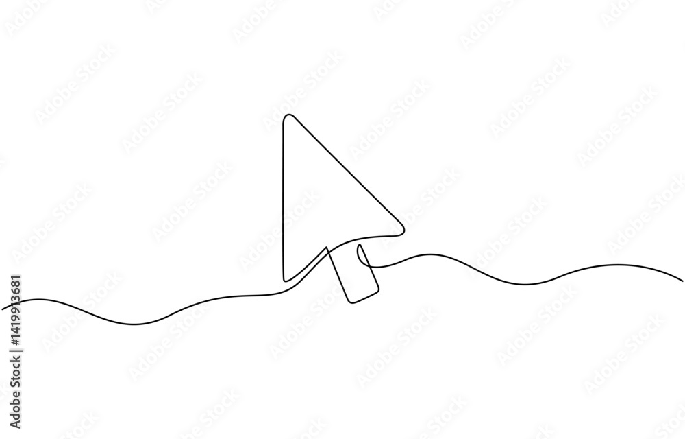 Aufkleber continuous drawing of cursor arrow. one line icon of cursor arrow, background of drawing one line on