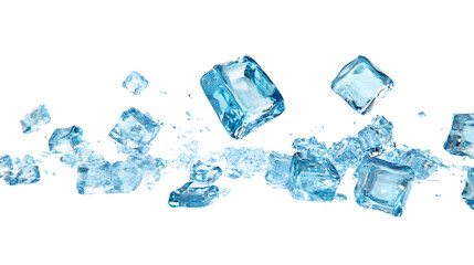 Crystal Clear Ice Cubes Isolated on White Background for Refreshing Beverage Concepts
