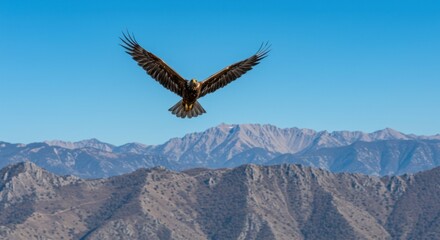 Fototapeta premium Eagle in Flight Over Mountains (Photo)