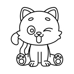 character cartoon cat with style outline