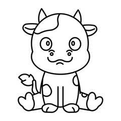 character cartoon cow with style outline