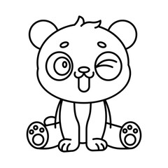 character cartoon panda with style outline