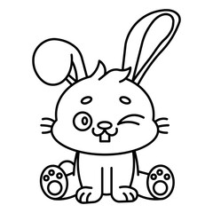 character cartoon rabbit with style outline