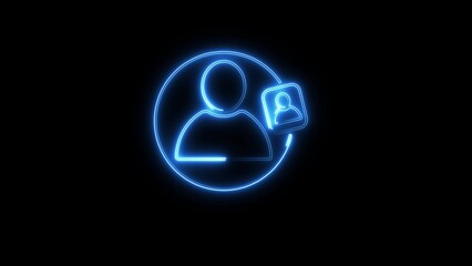 Neon Identification card icon. Id card icon for apps and web sites. ID Card Icon - User With Identity Profile icon