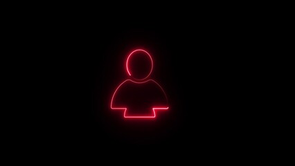 Neon Profile icon, add user line icon inside circle, user icon 