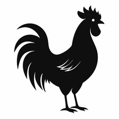new rooster hen chicken silhouette vector icon on white background