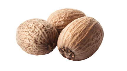 Fresh Nutmeg Spice Isolated on White Background for Culinary Use