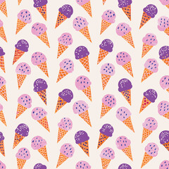 Seamless Pastel Ice Cream Playful Pattern