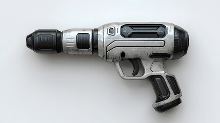 Futuristic Drill Gun with White Background.