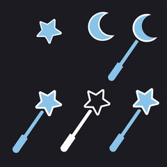 Magical Star Wand Composition: Whimsical, dreamy, with star wand, moon, magic.