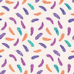 Seamless Pastel Feather Float Pattern