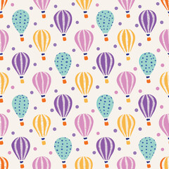 Seamless Pastel Hot Air Balloon Pattern