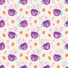 Seamless Pastel Coffee Mug Pattern