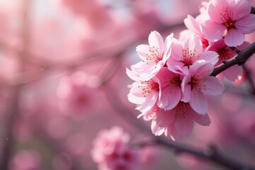 Fototapeta premium Shallow depth of field, vibrant cherry blossoms, spring scene, bloom, flowers