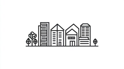 Fototapeta premium Cityscape Line Drawing (1)